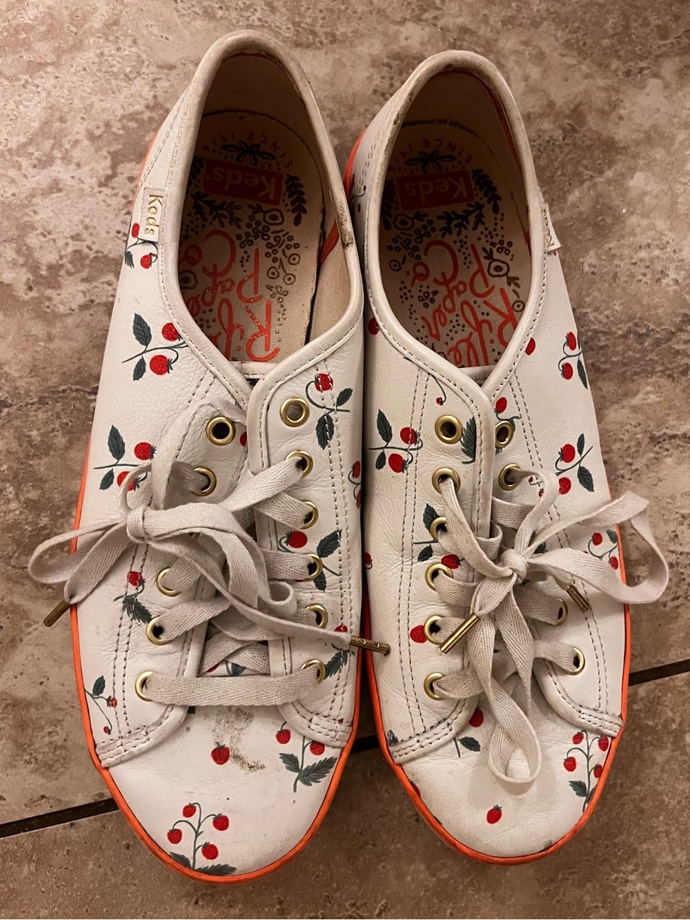 Keds x Rifle Paper Co Cherry Leather Sneakers Women’s 8.5 Rare Collab